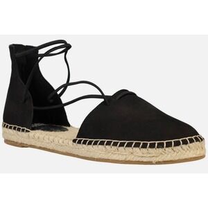 Eileen Fisher Leather Espadrille Sandals Ankle Wrap Womens Size 11 Black Boho